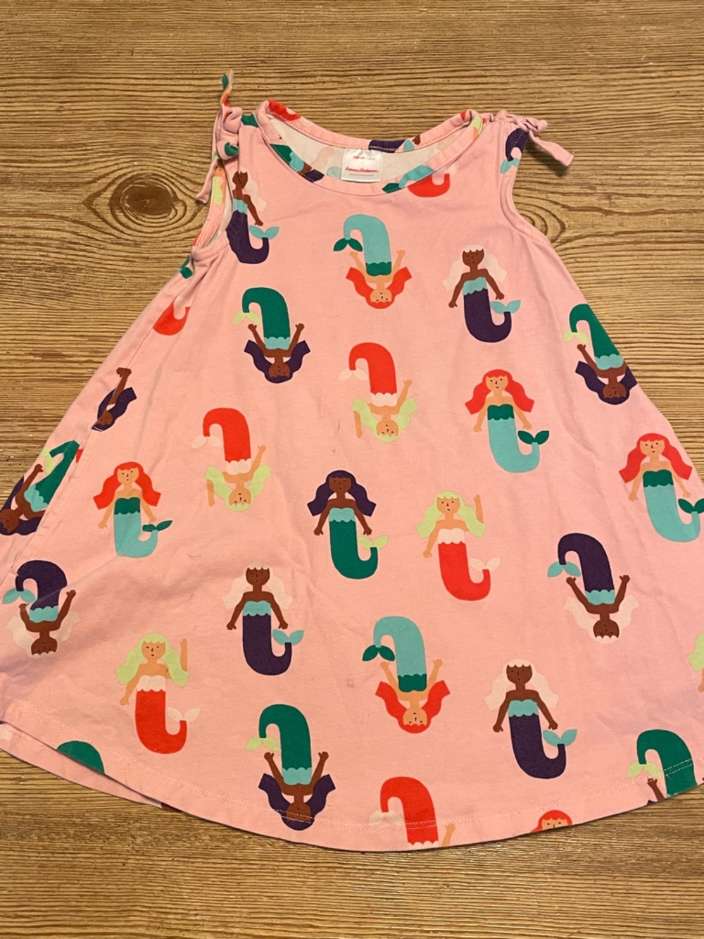 Hanna Andersson Girls Pink Mermaid Print Tank Dress with pockets